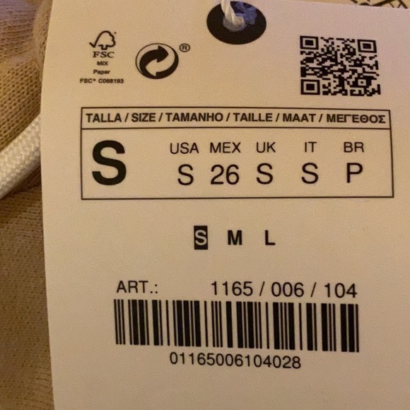 NWT. Zara Beige Contrast Hooded Sweatshirt. Size S. - Picture 6 of 10